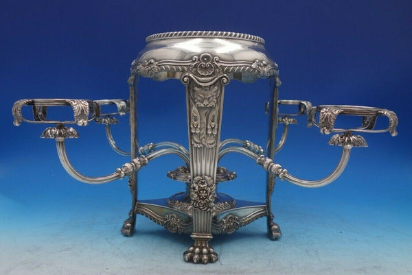 Peau de Lion Silverplate Epergne Four Arms No Bowls No Marks (#6615)