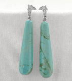Platinum and Diamond Pair of Tyrone Turquoise Briolette Drop Earrings (#J7137)