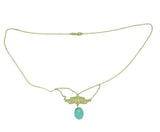 14k Gold Genuine Natural Turquoise Festoon Necklace Nouveau Style (#J4882)