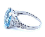 14k Gold 3.43 Carat Antique Cushion Cut Genuine Natural Aquamarine Ring (#J5210)
