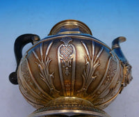 Cardeilhac French .950 Silver Tea Pot Vermeil with Ebony Handle Cattails (#3781)