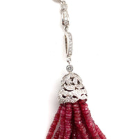 14k White Gold 163 Carats Genuine Natural Ruby Bead Necklace (#J5340)