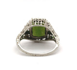 14k White Gold Art Deco 4.34ct Genuine Natural Tourmaline Filigree Ring (#J5762)