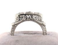 10k Gold Art Deco Genuine Natural Emerald and Diamond Filigree Ring (#J5523)
