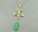 14k Yellow Gold Pendant 4.34ct Genuine Natural Chrysoprase Fancy (#J4884)