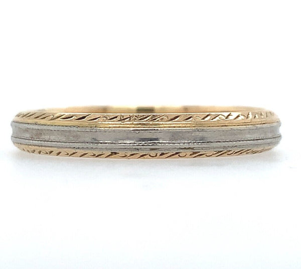 14k White and Yellow Gold Men's Wedding Band Size 13 (#J5979)