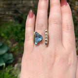 14k Yellow Gold Heavy Modern Genuine Natural Aquamarine Diamond Ring (#J7307)
