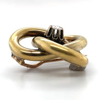14k Gold Georgian Rose Cut Genuine Natural Diamond Pin Tri-Circle Knot (#J6255)
