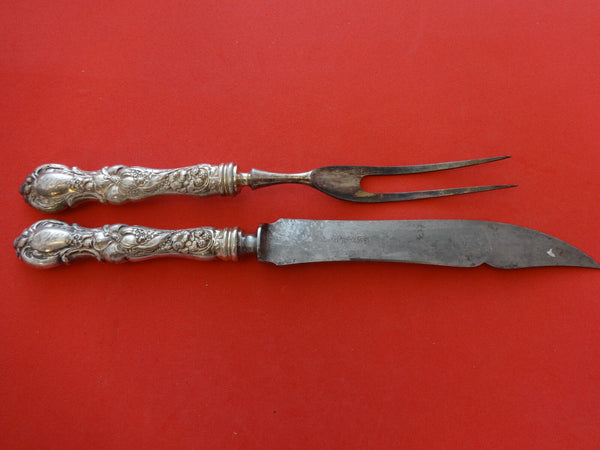 Floral by Wallace Plate Silverplate Steak Carving Set