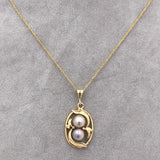 14k Yellow Gold Cultured Pearl Pendant with Chain Contemporary Jewelry (#J6225)
