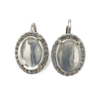 14k Gold 1.80ct TW Genuine Moonstone and Diamond Halo Leverback Earrings #J7126
