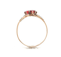 10k Yellow Gold Victorian Synthetic Lab-Created Ruby/Paste Clover Ring (#J6291)