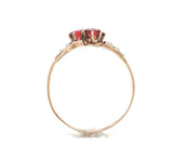10k Yellow Gold Victorian Synthetic Lab-Created Ruby/Paste Clover Ring (#J6291)