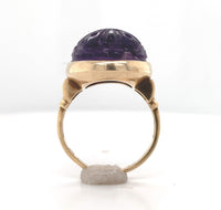 13k Yellow Gold European Carved Amethyst Scarab Ring Size 6.5 Jewelry (#J6271)