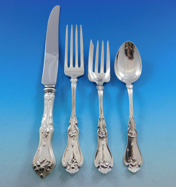Violet by Whiting Sterling Silver Flatware Set For 6 Service 24 Pieces