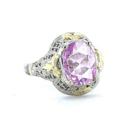 10k Gold Filigree Rose Cut Genuine Natural Pink Sapphire Ring (#J4975)