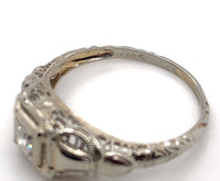 18k White Gold Filigree .07ct European Cut Genuine Natural Diamond Ring (#J6183)