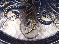 Tiffany and Co Sterling Silver Candlestick Pair Applied Gold Butterflies (#8587)