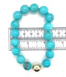 Genuine Natural Kingman Turquoise 12mm Bead Bracelet with 14k Clasp (#J6588)