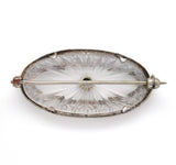 14k Gold Genuine Natural Rock Crystal Quartz and Diamond Filigree Pin (#J6205)