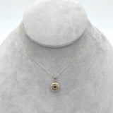 14k Yellow Gold Very Small Round Locket with Engraved Heart and Chain (#J7007)