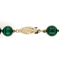 14k Gold Genuine Natural Malachite 8mm Bead Strand and Carved Enhancer (#J5499)