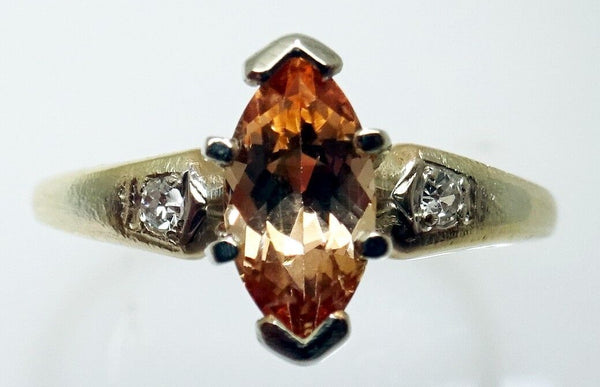 14K Gold .73ct Genuine Natural Precious Topaz Ring with Diamonds (#J3300)