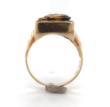 10k Gold Genuine Natural Tiger's Eye Men's Double Warrior Cameo Ring (#J6220)