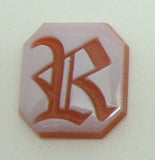 14K Gold Carved Agate Initial Pendant - Various Shapes Personalized New (#J2155)
