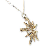 Victorian 14k Yellow Gold Starburst Brooch Pin with Seed Pearls and Chain #J6737