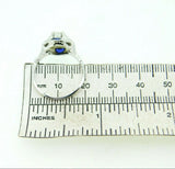 Art Deco 18k White Gold Diamond and Lab-Created Sapphire Ring Jewelry (#J5057)