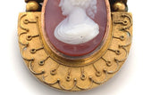 Victorian 14k Yellow Gold Genuine Natural Agate Cameo Pin / Pendant (#J6192)