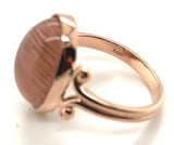 14k Rose Gold 7.22 Carat Oval Cabochon Cut Oregon Genuine Sunstone Ring (#J7536)