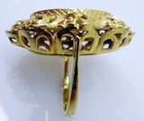 14k Gold Hand Painted Portrait Ring with Genuine Natural Diamond (#J3441)