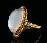 14k Yellow Gold High Dome Genuine Natural Moonstone Ring Handwrought (#J6495)