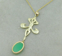 14k Yellow Gold Pendant 4.34ct Genuine Natural Chrysoprase Fancy (#J4884)
