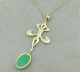 14k Yellow Gold Pendant 4.34ct Genuine Natural Chrysoprase Fancy (#J4884)