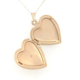 14k Gold Heart Shaped Locket with Genuine Natural Diamond and 14k Chain (#J6521)