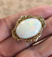 10k Yellow Gold Large Genuine Natural Opal Pin (#J5309)