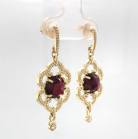 14k Yellow Gold 5 Carat TW Genuine Natural Garnet Double Drop Earrings (#J6321)