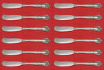 Chateau Rose by Alvin Sterling Silver Butter Spreader flat handle Set 12pcs