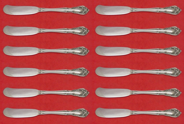 Chateau Rose by Alvin Sterling Silver Butter Spreader flat handle Set 12pcs
