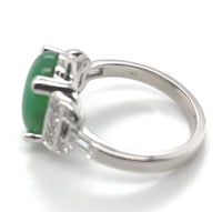 18k White Gold 4.17 Carat A Jadeite Jade and Diamond Ring w/ GIA Report (#J7014)