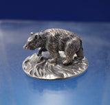 English .800 Silver Place Card Holder Bear Figural 3/4" x 1 3/8" x 1" (#5270)