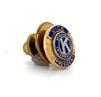 10k Yellow Gold Kiwanis Tie Tack Lapel Pin with Blue White Enamel (#J6257)
