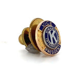 10k Yellow Gold Kiwanis Tie Tack Lapel Pin with Blue White Enamel (#J6257)