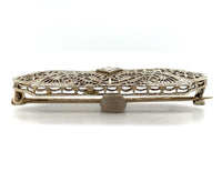 14k White Gold Genuine Natural Diamond Filigree Pin Jewelry (#J6273)