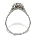 18k White Gold 1.21 Carat Genuine Natural Amethyst Filigree Ring 7.5 (#J7443)