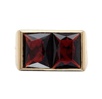 14k Yellow Gold Men's Modern Genuine Natural Garnet Ring Size 8.5 (#J7305)
