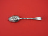English Georgian Sterling Silver Berry Spoon  GW hand chased fruit 1779  8 1/4"